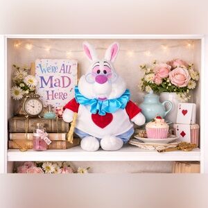 Disney Store White Rabbit Plush Alice In Wonderland 16” Large Stuffed Disney Toy